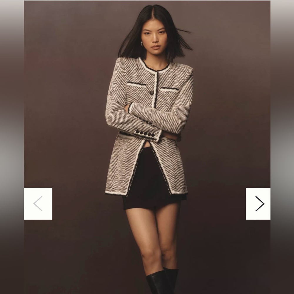 Avec Les Filles Black & White Tweed Jacket Blazer - Picture 2 of 11